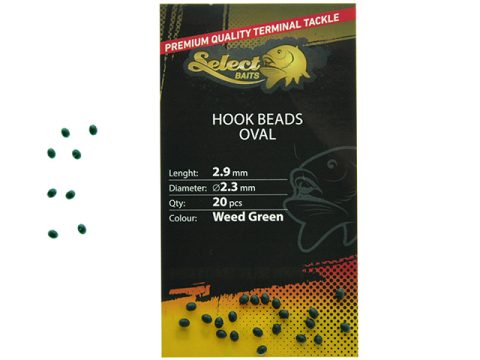 Guličky Select Baits Hook Beads Oval 2.9mm Weed Green 20ks