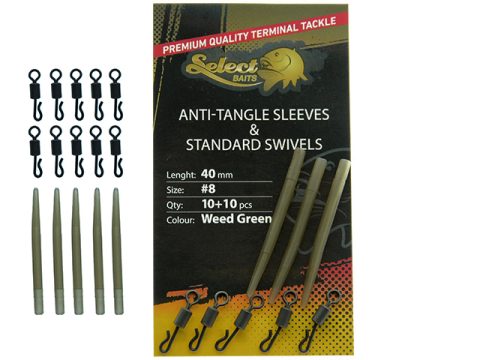 Návleky Select Baits Anti-Tangle Sleeves 40mm & Standard Swivels #8 Pack 10+10ks