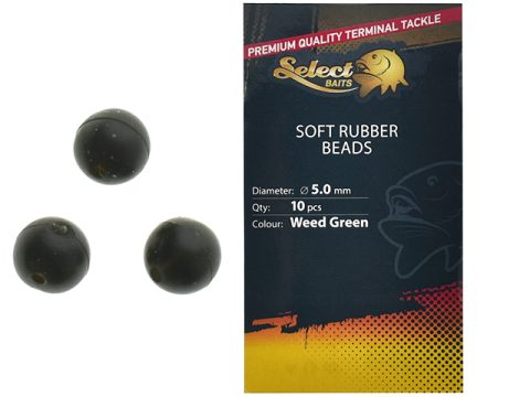 Guličky Select Baits Soft Rubber Beads 5.0mm Weed Green 10ks